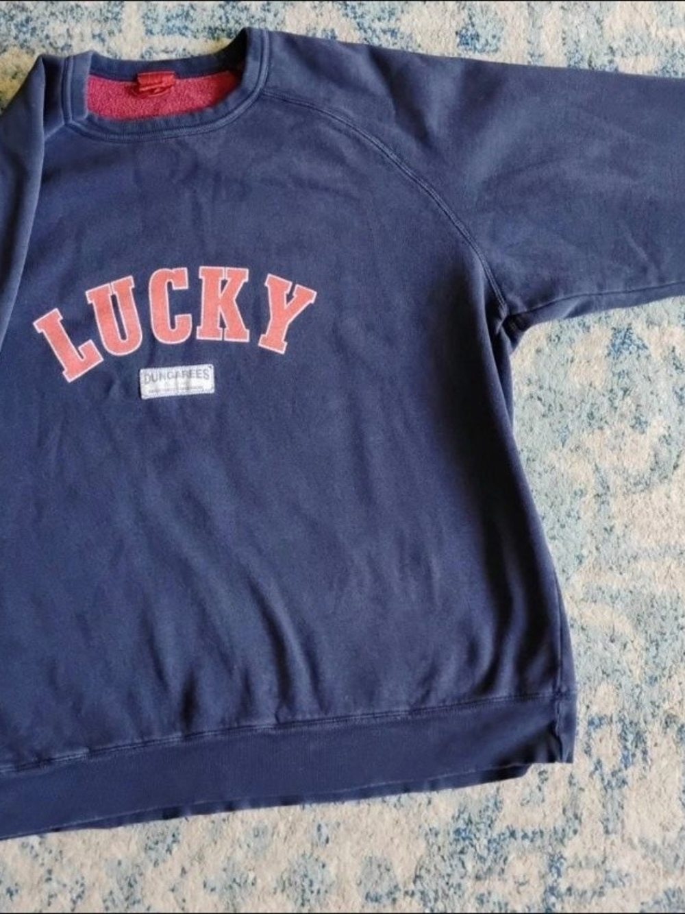 Lucky Brand Navy Sweatshirt with Pink 'LUCKY' Applique